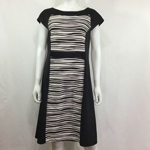 Connected Apparel Black/White Cap Sleeves Dress
